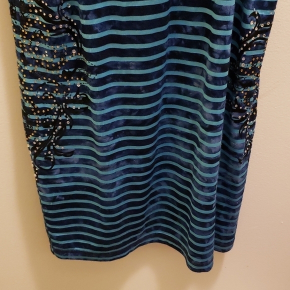 Urban Mango Striped Lace Detail Oversized Tank Top - Picture 6 of 7